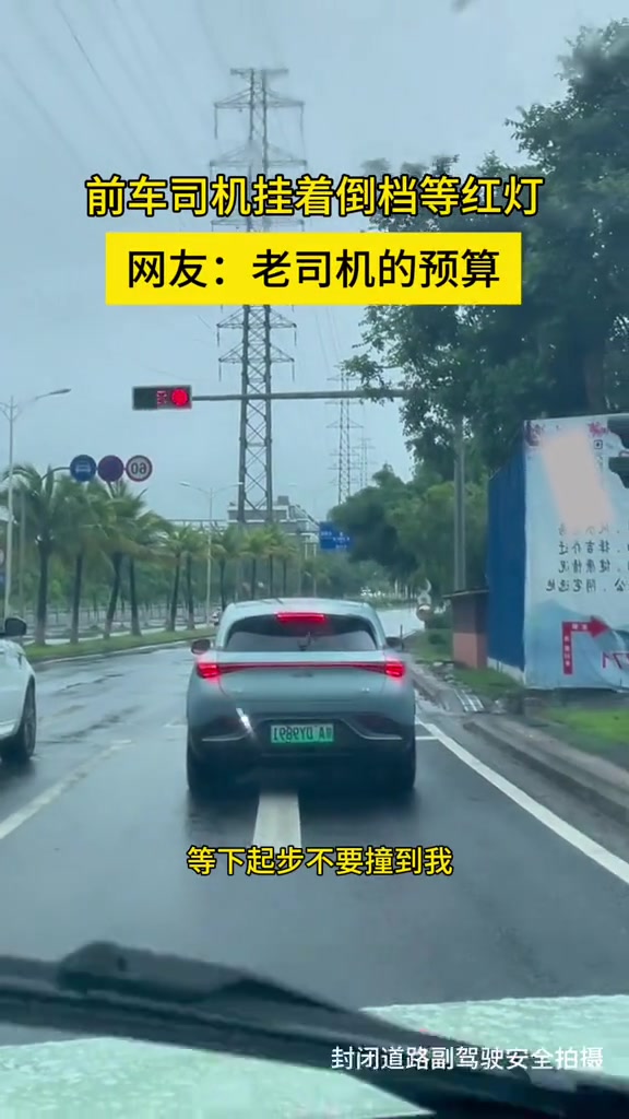 前车司机挂着倒挡等红灯，网友：老司机的预算