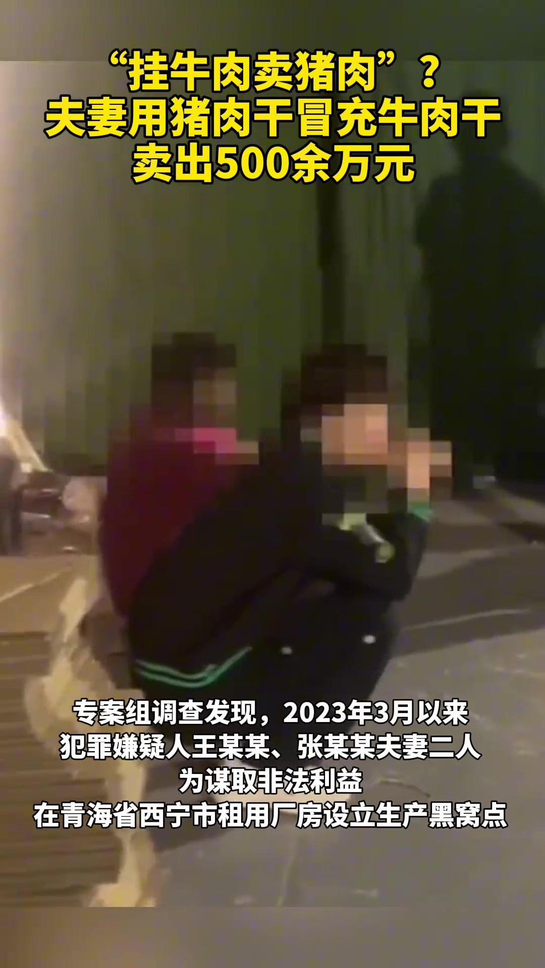 “挂牛肉卖猪肉”?夫妻用猪肉干冒充牛肉干谋取暴利！