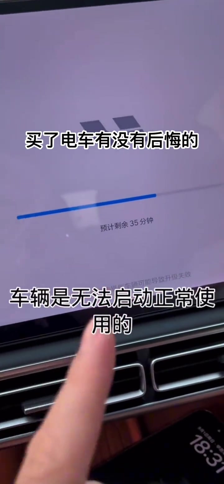网友吐槽新能源车系统升级中，车辆无法正常使用！