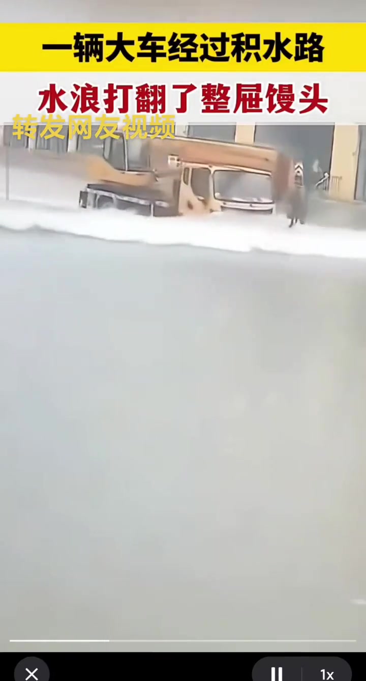 一辆大车经过积水路，水浪打翻了整屉馒头