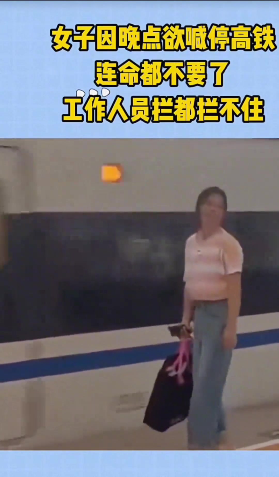 女子因晚点欲喊停高铁，连命都不要了