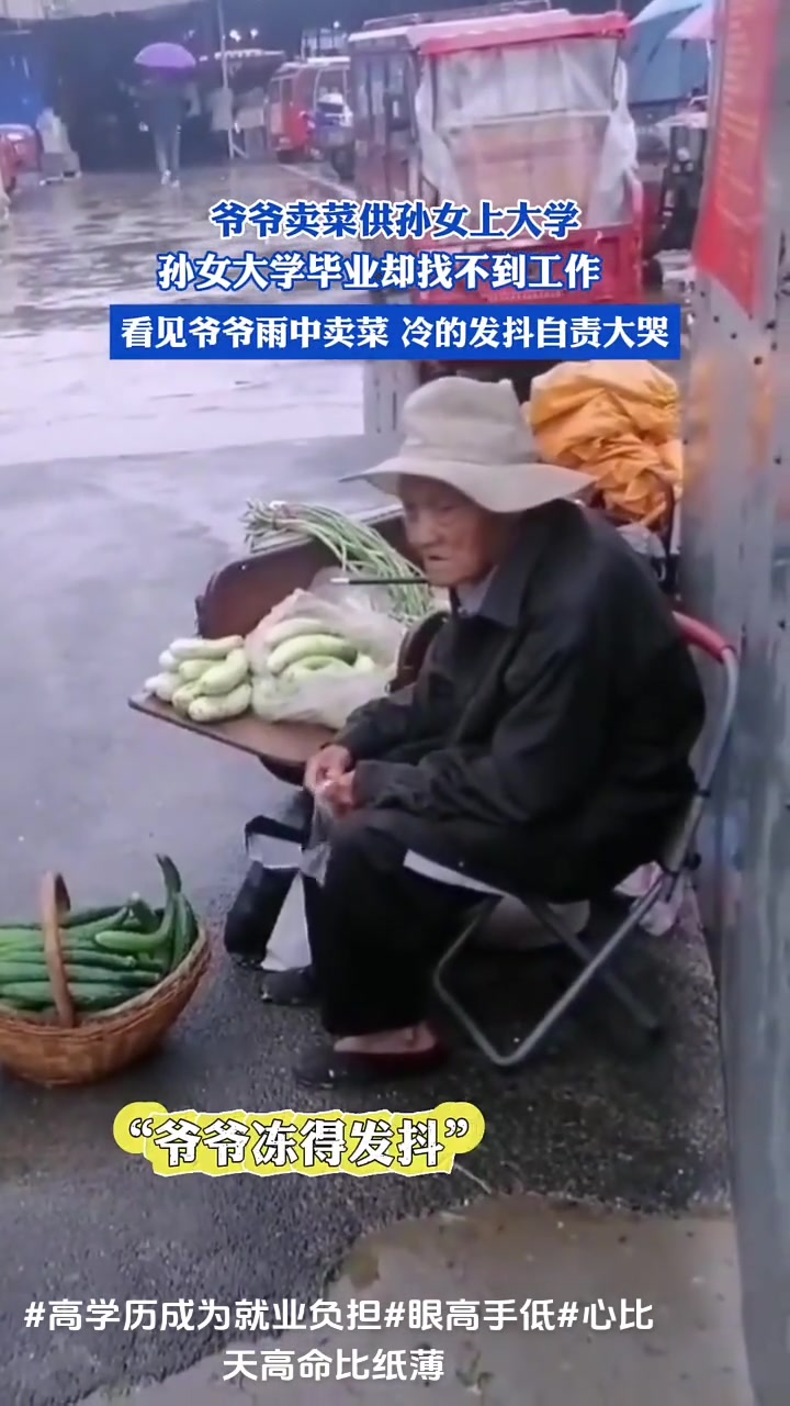爷爷卖菜供孙女上大学，孙女大学毕业却找不到工作