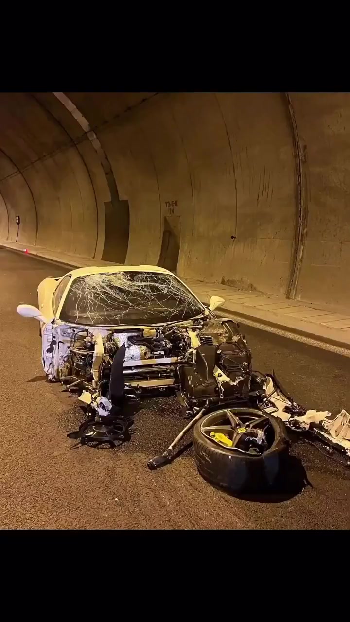 法拉利在极限速度下爆胎！不得不说，防护措施还真的给力