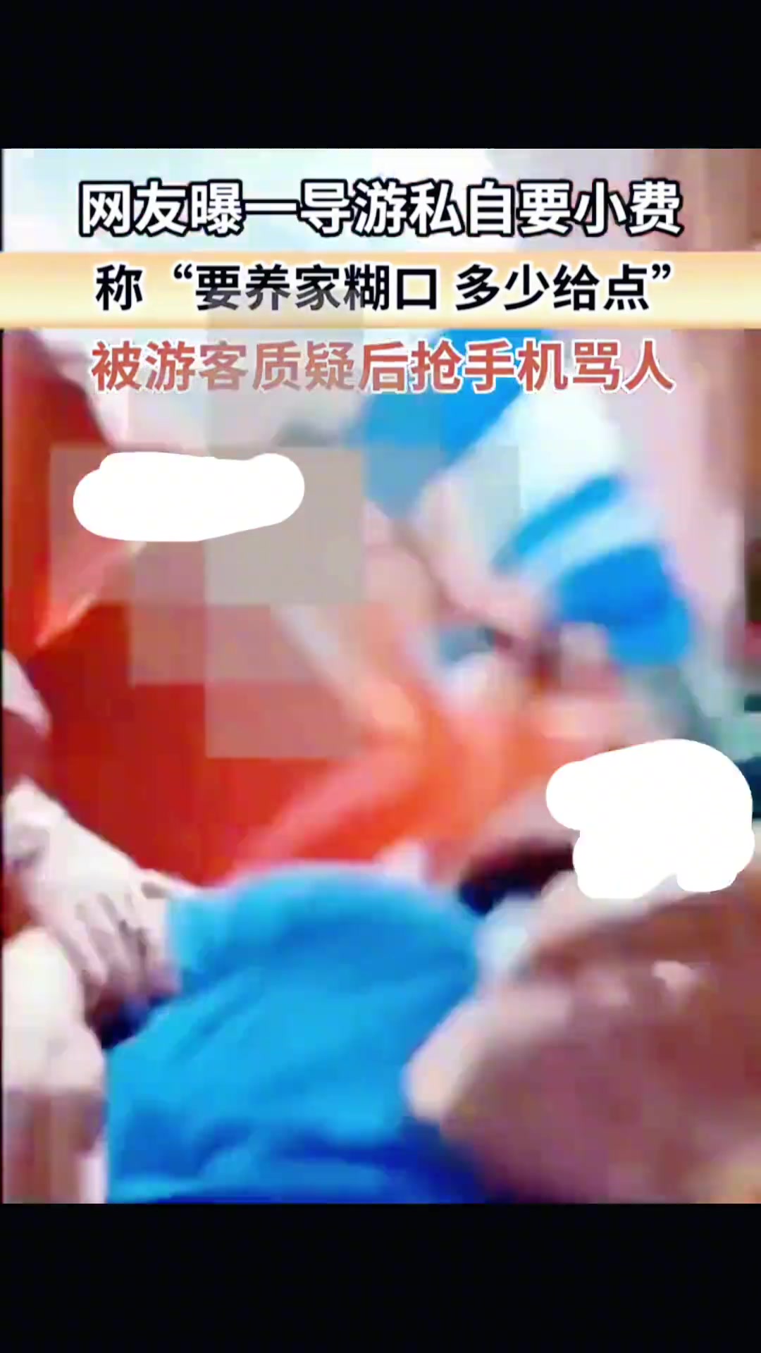 网友曝一导游私自要小费称”要养家糊口多少给点“