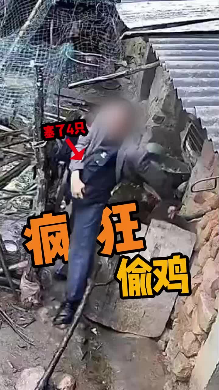 男子疯狂偷鸡塞进衣服！原因竟是