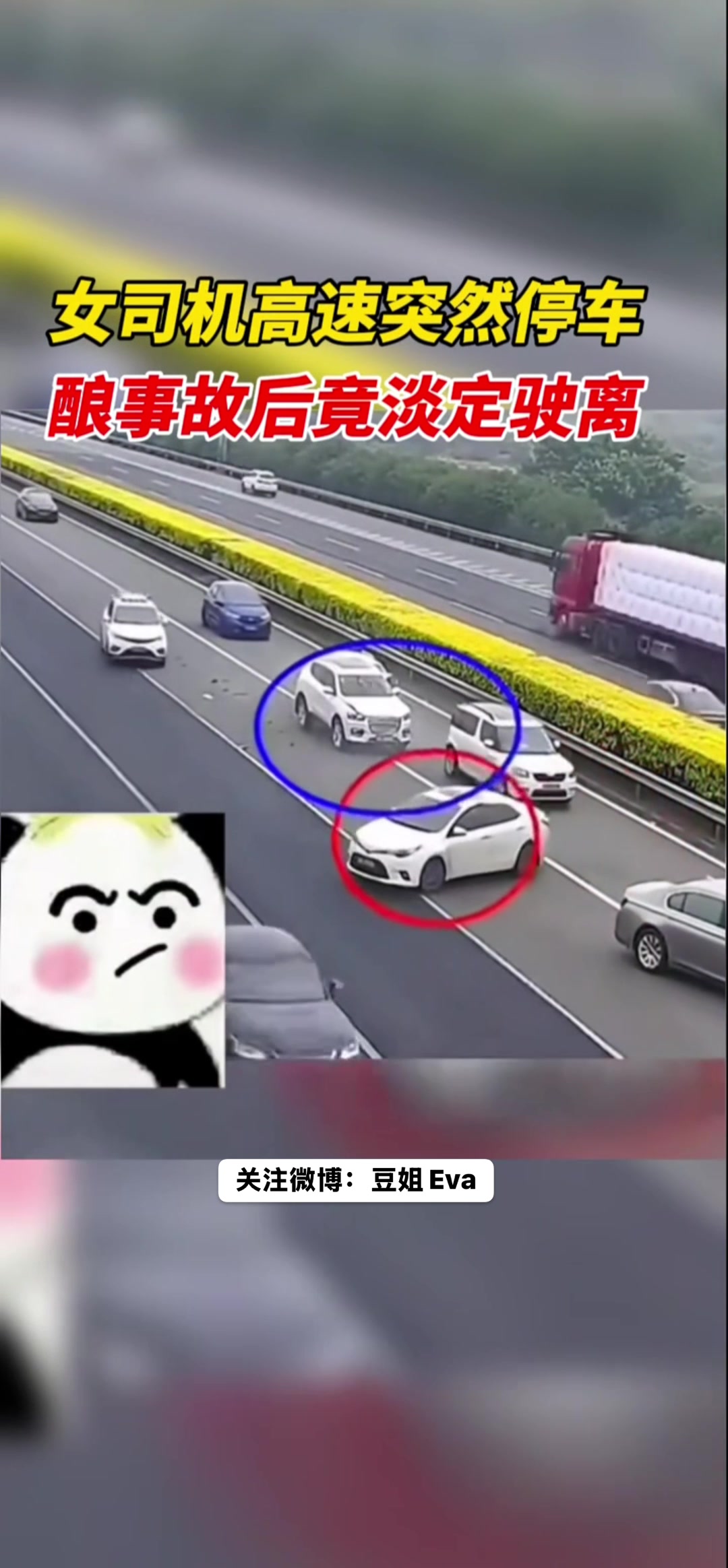 女司机高速突然停车造成事故驶离女子：我根本不知道发生了什么