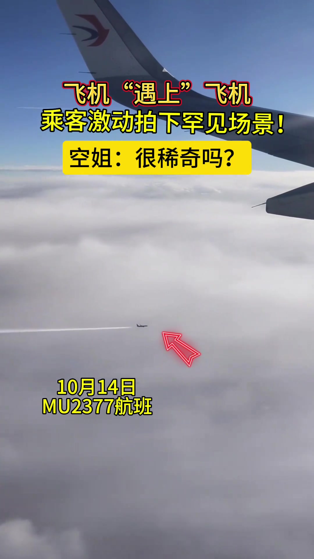 乘客万米高空拍到两架飞机相遇