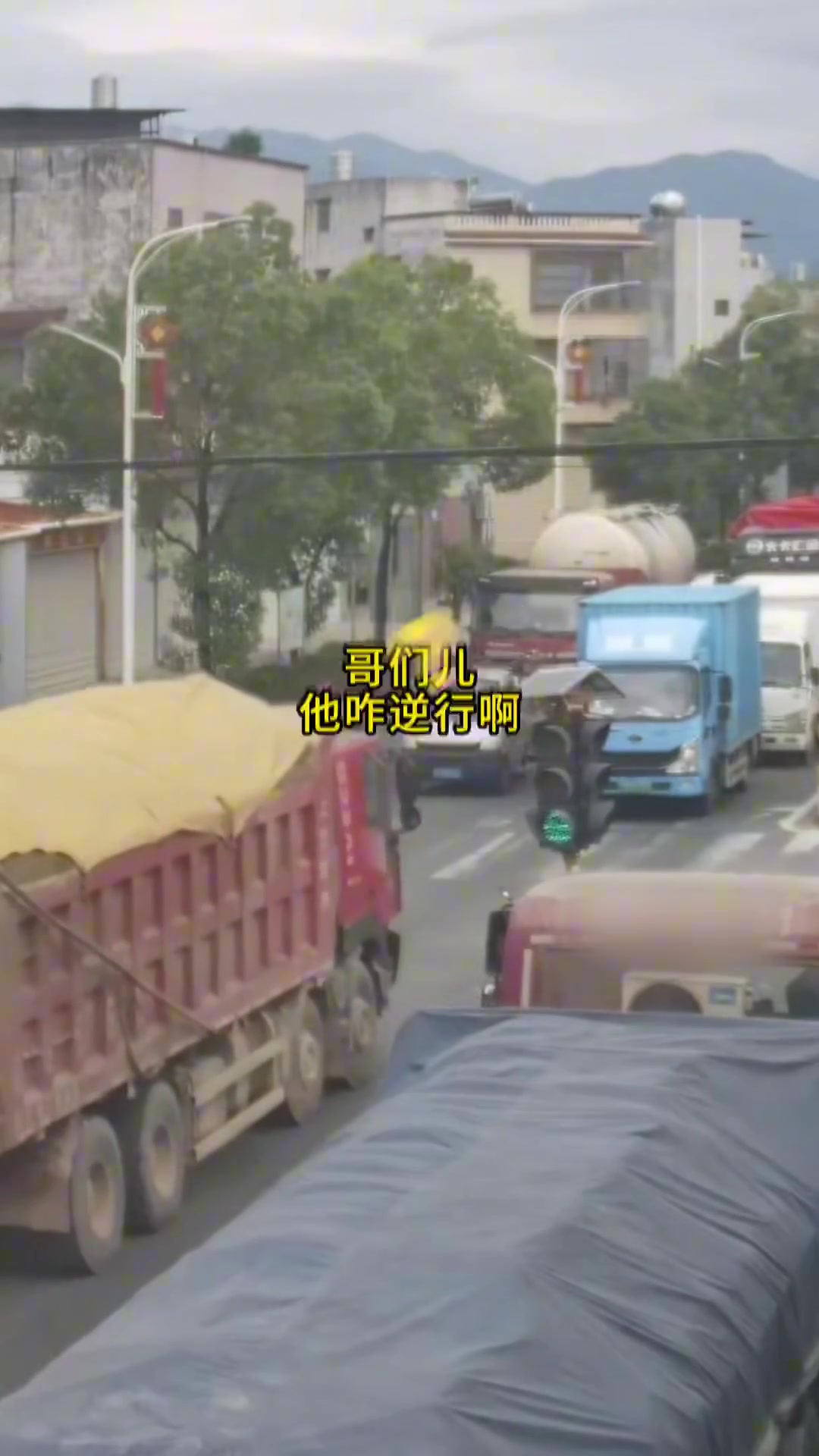 为图方便大货车居然逆行