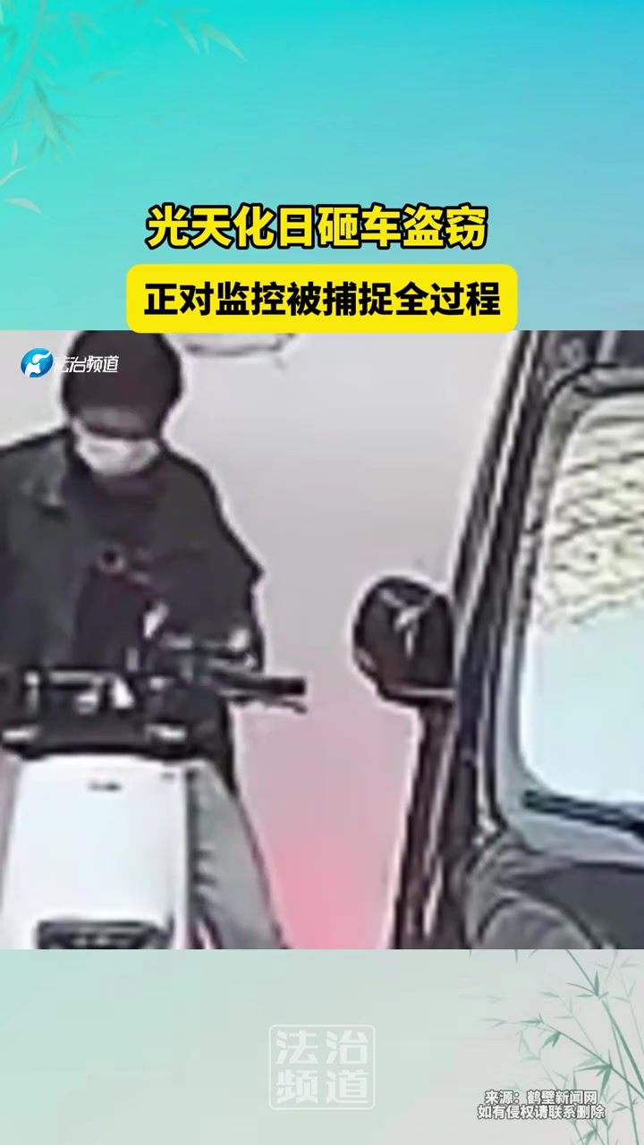 光天化日砸车盗窃，正对监控被捕捉全过程