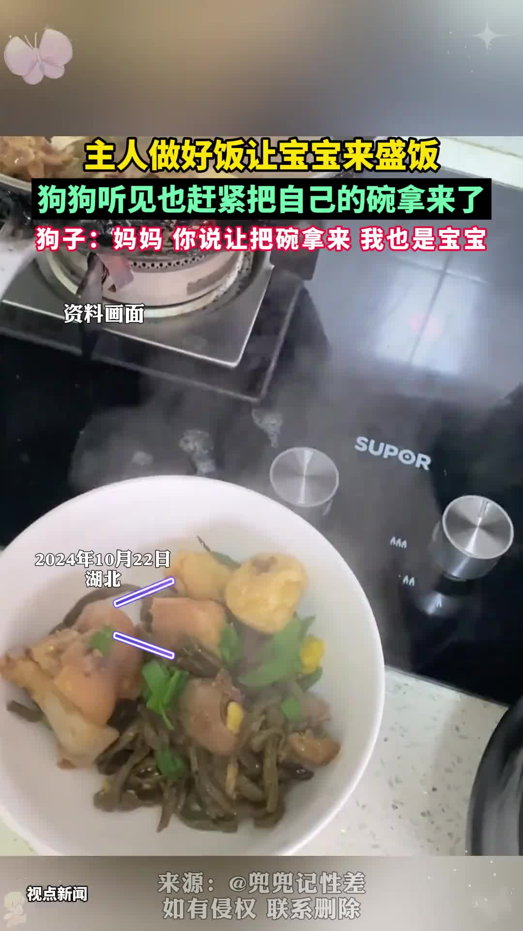 狗子：妈妈你说让把碗拿来！