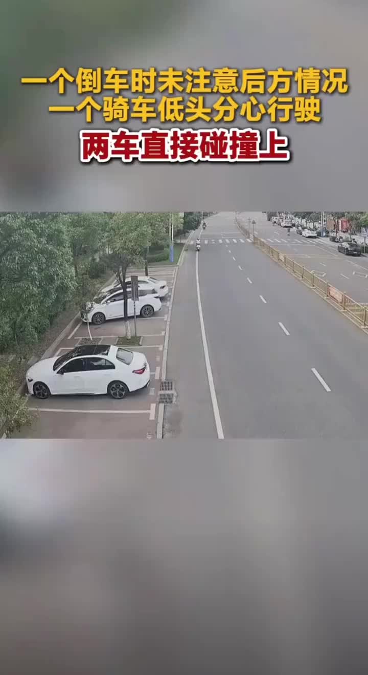 一个倒车时未注意后方情况，一个骑车低头分心