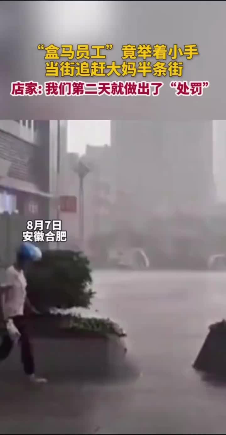 “盒马员工”举着小手追赶大妈半条街