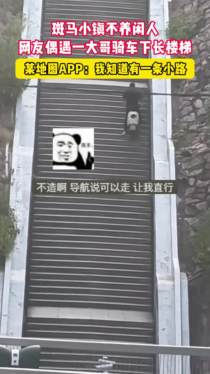 大哥就这么水灵灵的骑车走下楼梯了