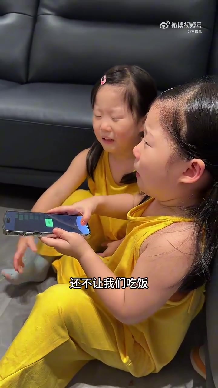 双胞胎女儿哭着给爸爸发语音给爸爸告状