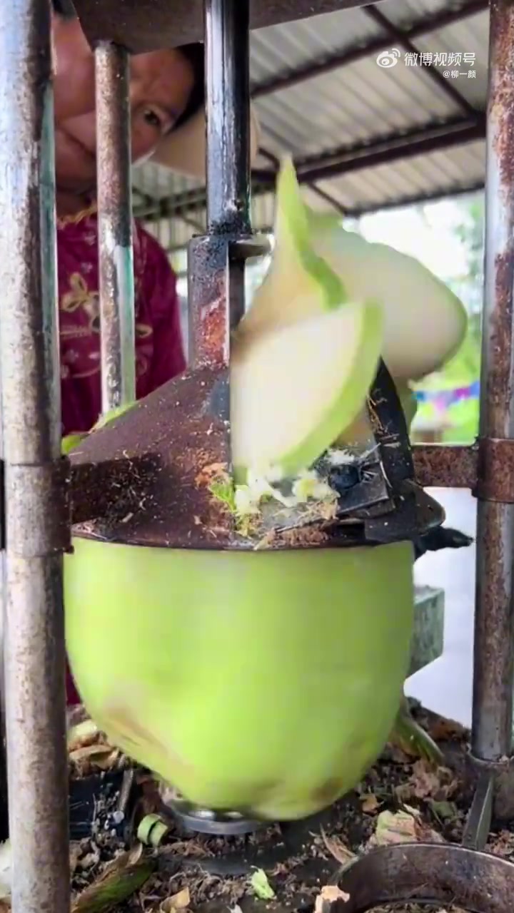 真的一直以为椰青是徒手削皮的，这用机器削皮也太省心了！