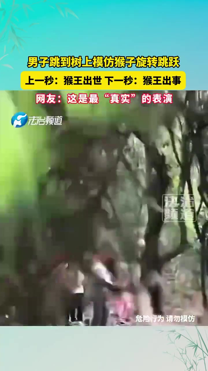 男子模仿猴子旋转跳跃，上一秒猴王出世下一秒猴王出事