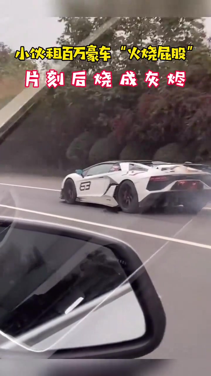 小伙租百万豪车“火烧屁屁”，片刻后化成灰烬