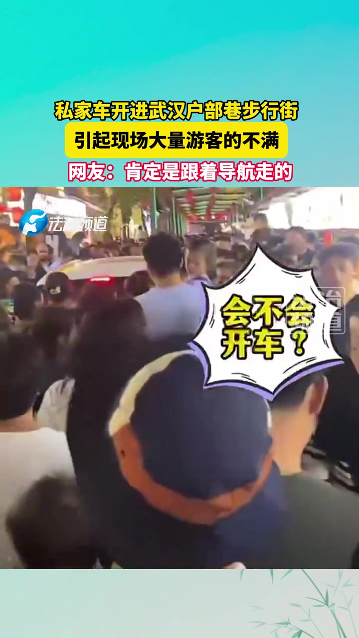私家车开进武汉户部巷步行街，引起现场大量游客的不满