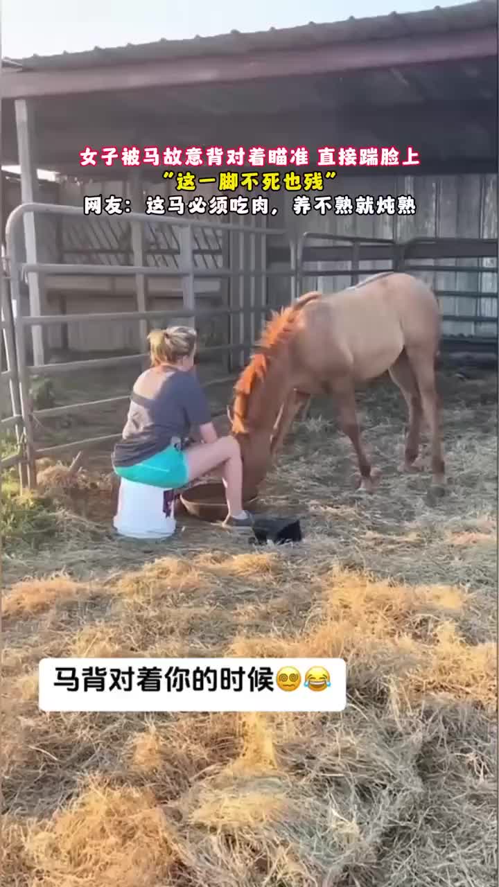 当马背对你的时候你就赶紧跑吧，这一下有的受了