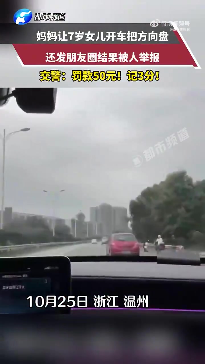 妈妈让7岁女儿开车把方向盘！太无知了！