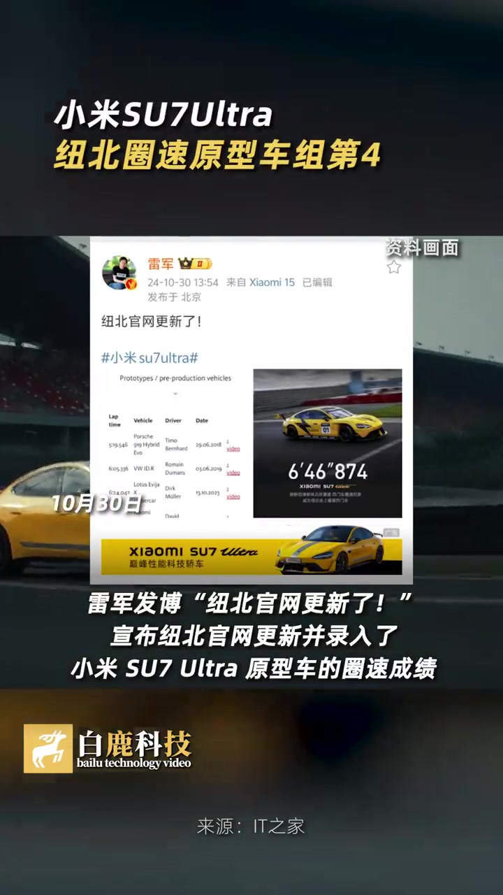小米SU7Ultra纽北圈速原型车组第4