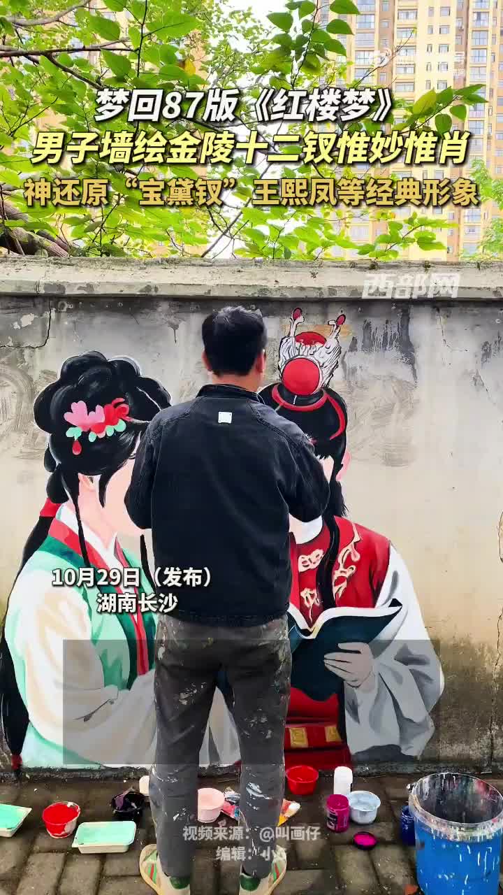 高手在民间！男子墙绘金陵十二钗神还原