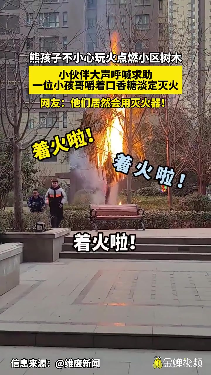 小孩哥嚼着口香糖淡定灭火！简直就是我大哥！