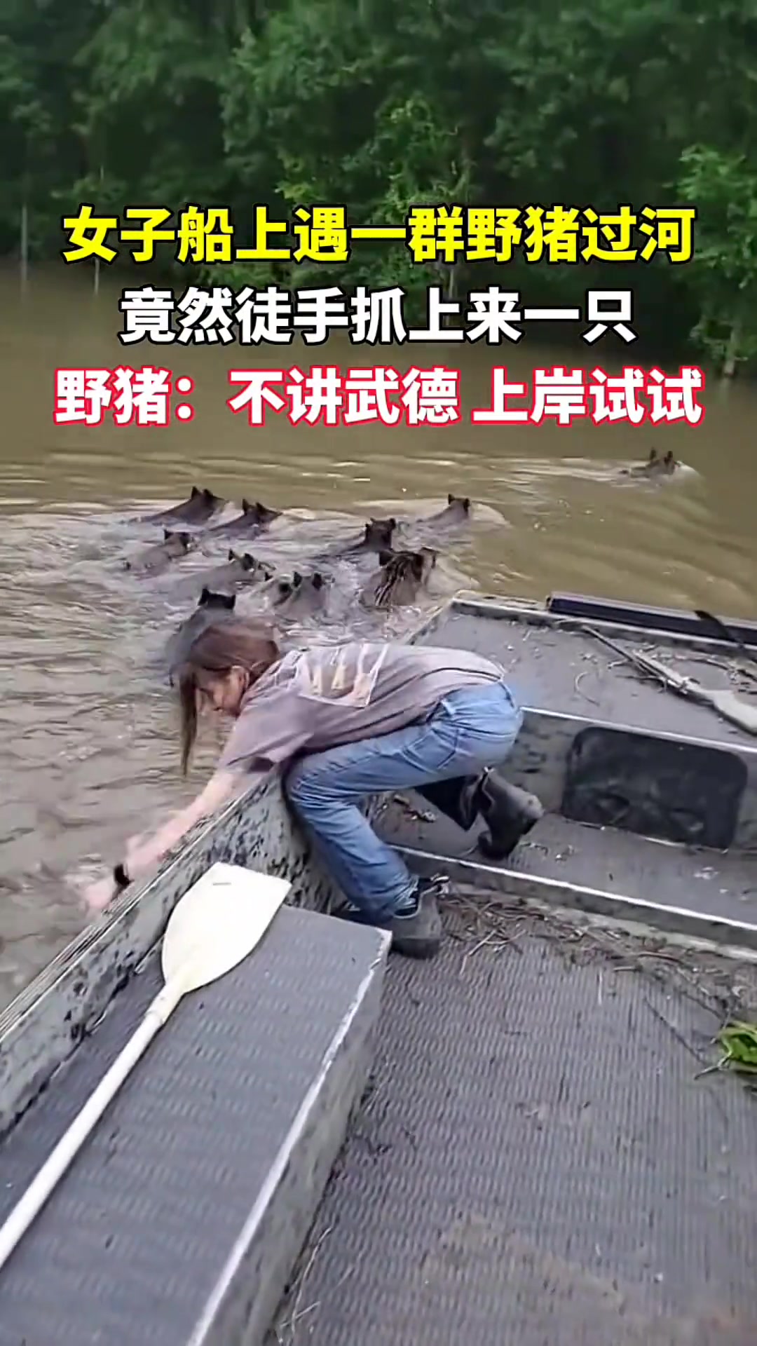 小姐姐太生猛了野猪直接生拽上来啊