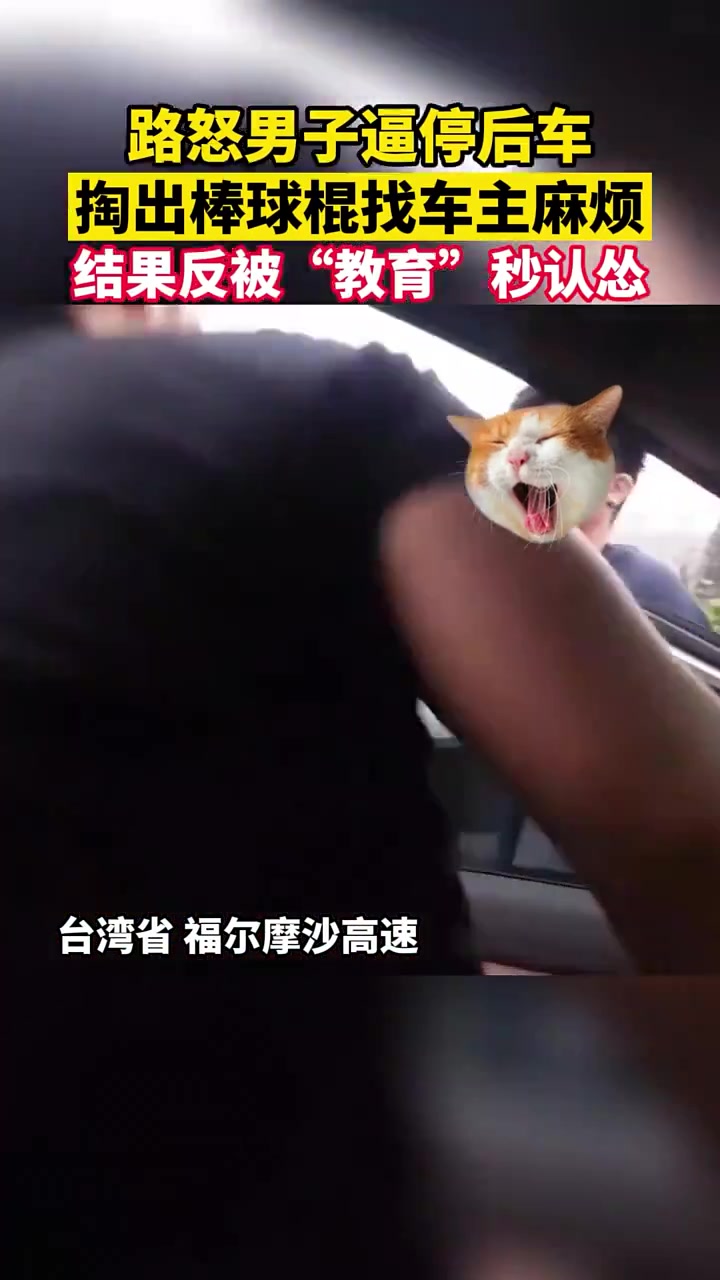 男子高速公路上逼停后车，抄出棒球棍准备找后车麻烦