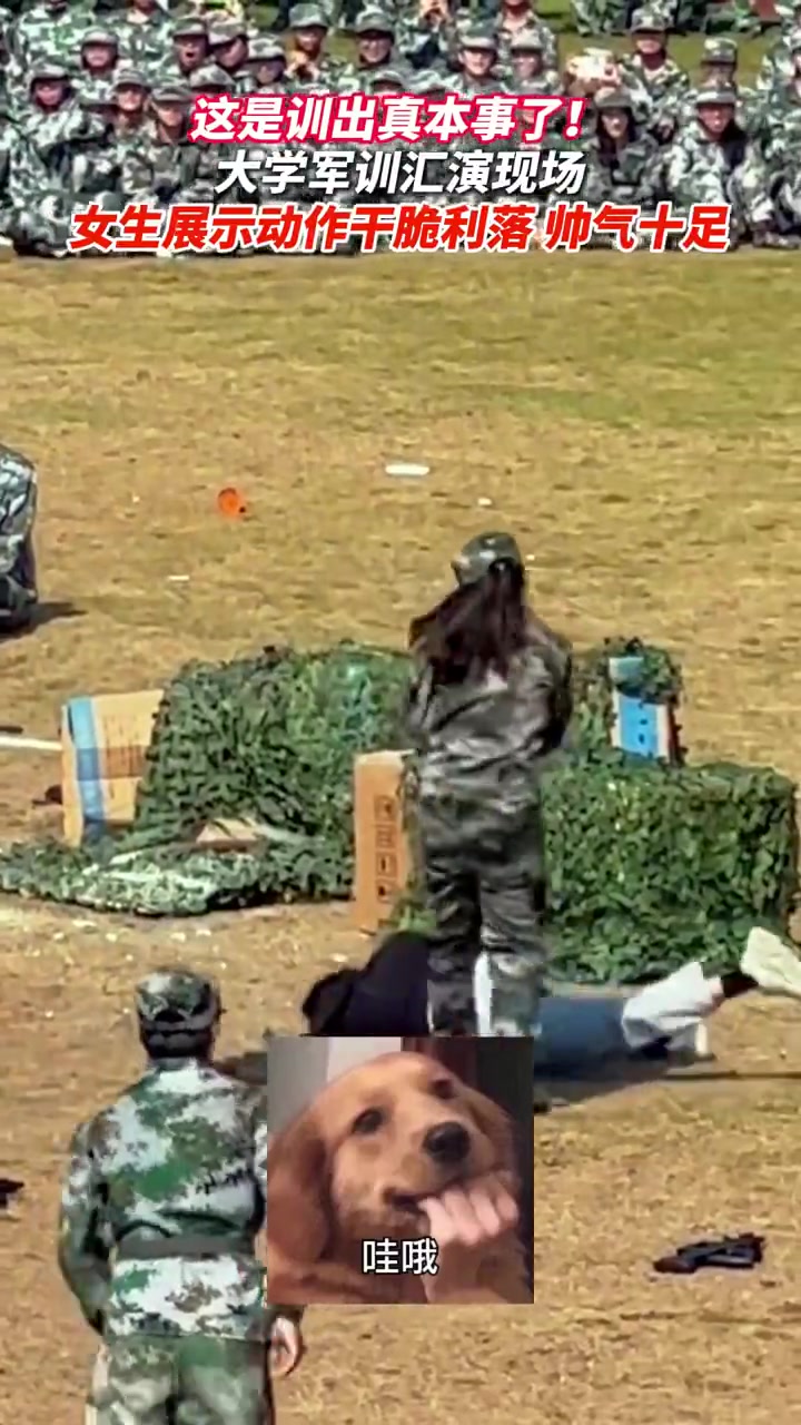 不是，你们军训都这么练的嘛，直接给男生剪刀脚夹翻了！！