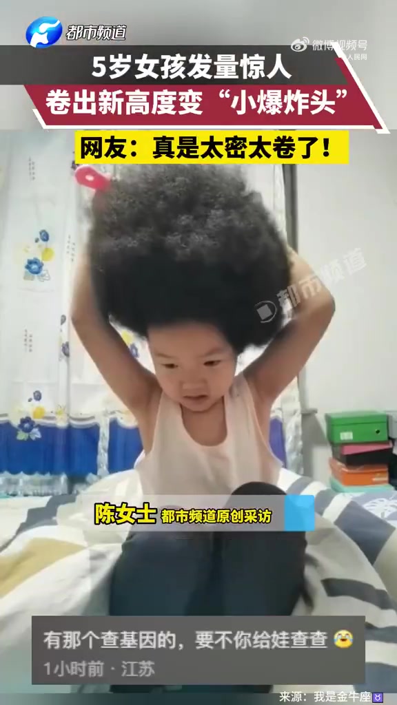 5岁小朋友满头卷发，发量惊人