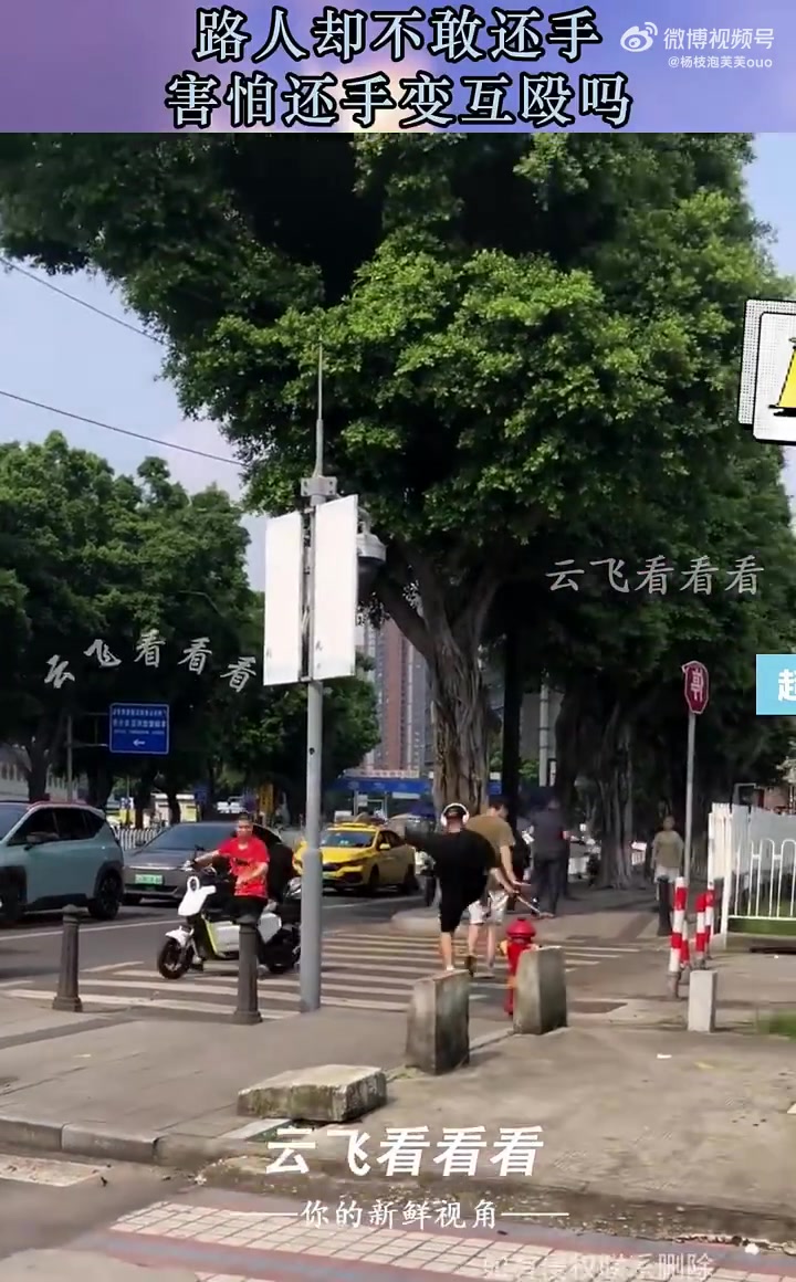 耳机男追拿棍子追打路人，路人却不敢还手，害怕还手变互殴吗
