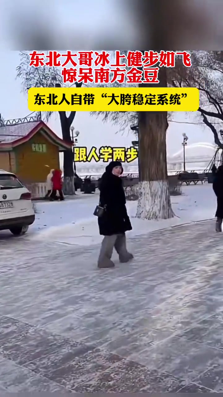 东北大哥冰上健步如飞惊呆南方小金豆
