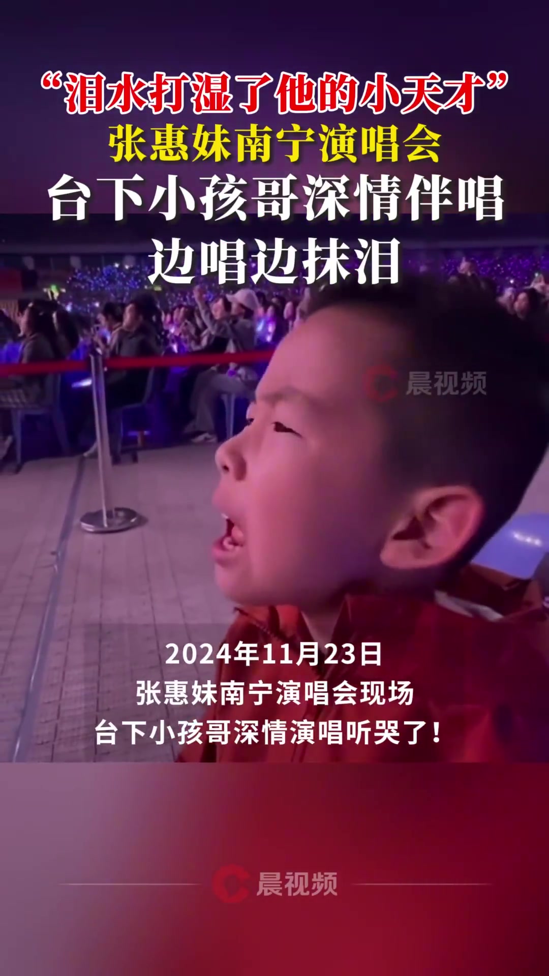 张惠妹演唱会台下小孩哥边唱边流泪