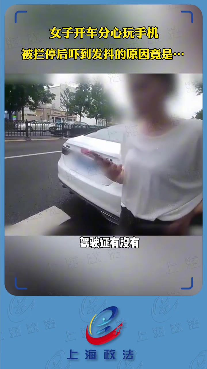 开车玩手机被拦停，女子吓到发抖原因竟是......