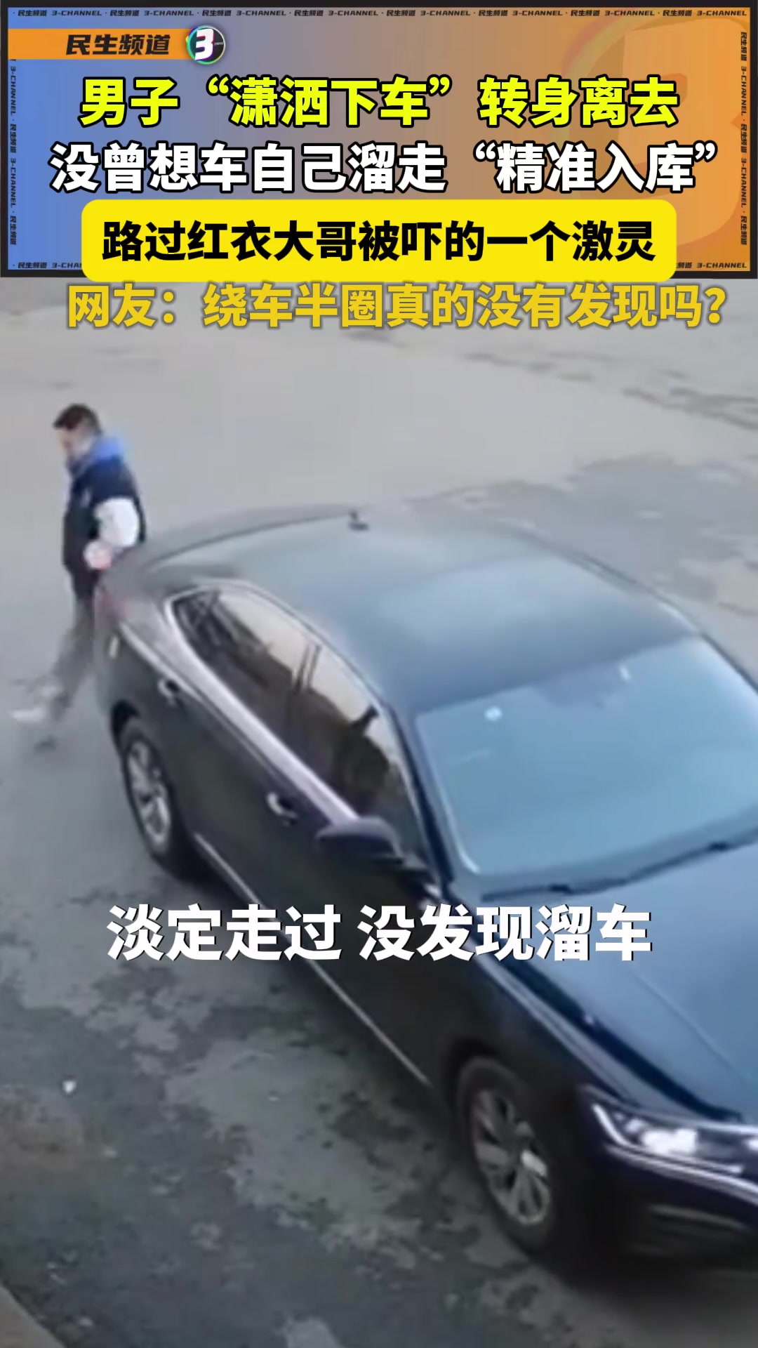 男子潇洒下车，没曾想车“精准入库”
