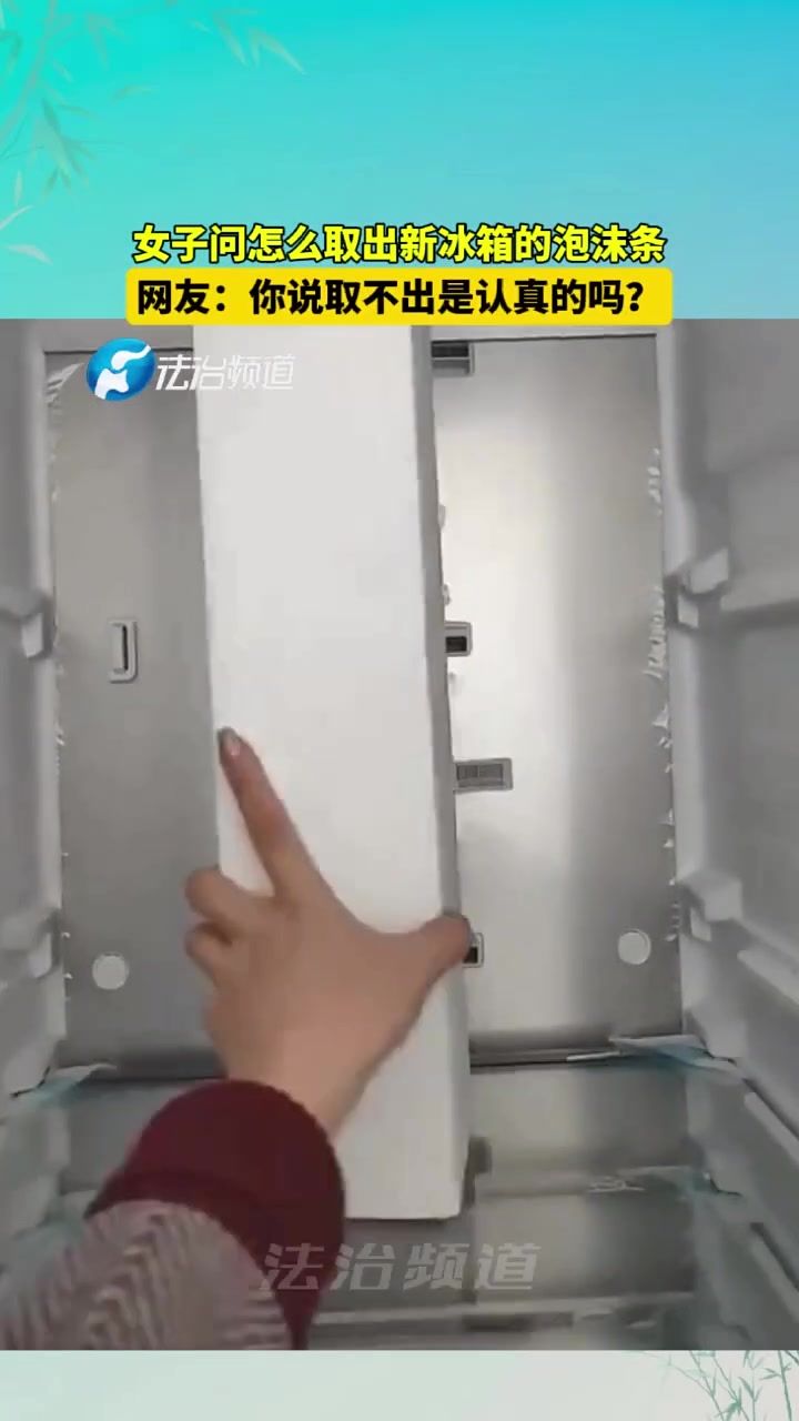 女子问怎么取出新冰箱里的泡沫条，网友：你是认真的