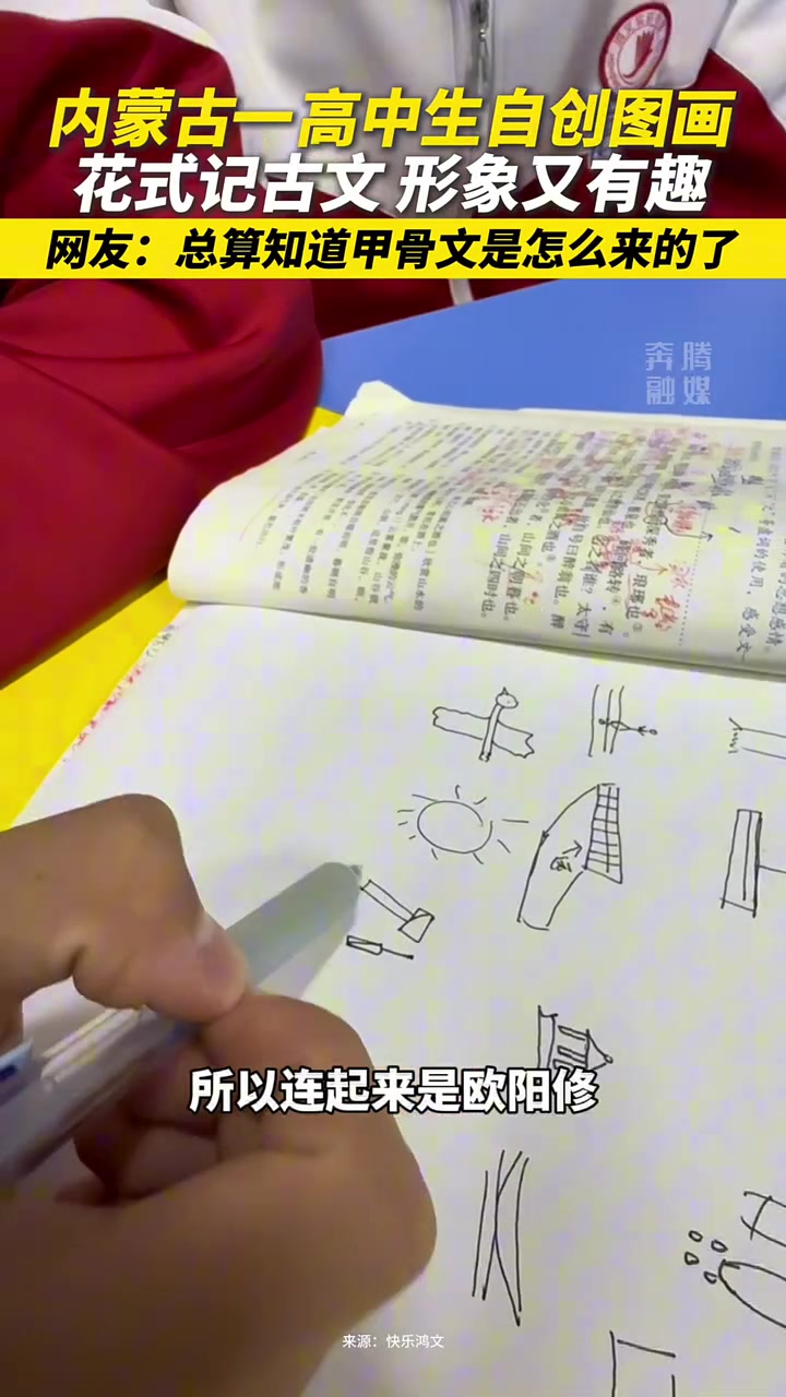 高中生自创图画花式记古文形象又有趣