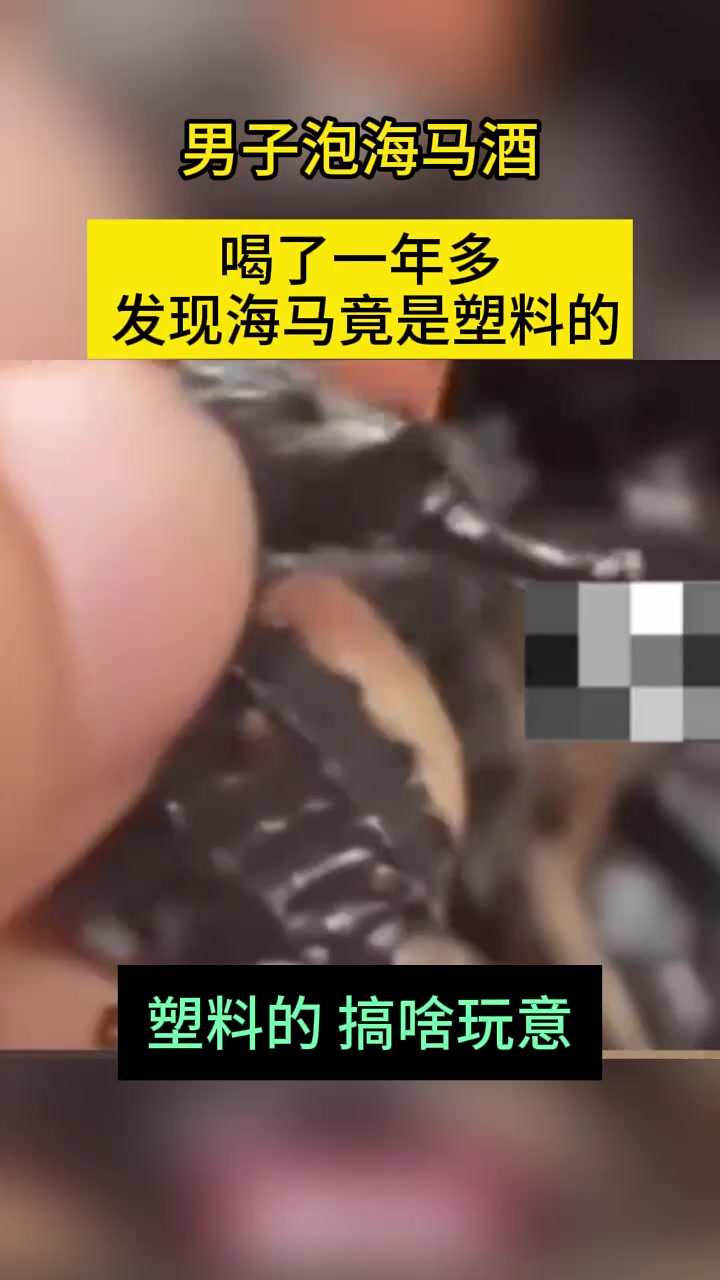 男子泡海马酒喝了一年多，发现海马竟是塑料的