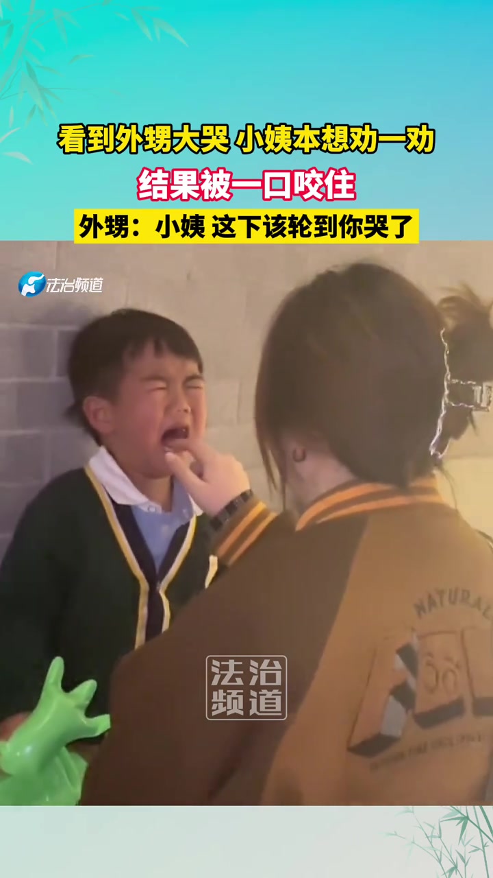 看到外甥大哭，小姨本想劝一劝，结果被一口咬住