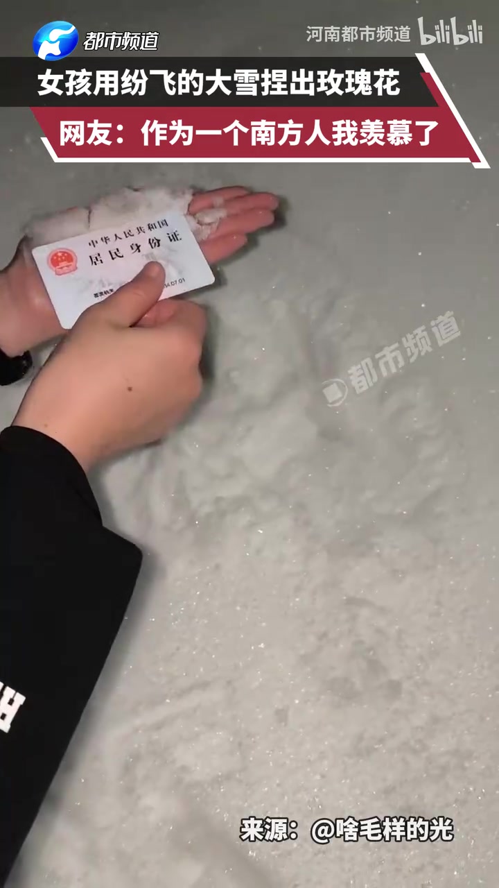 女孩用纷飞的大雪捏出玫瑰花,网友：作为一个南方人我羡慕了