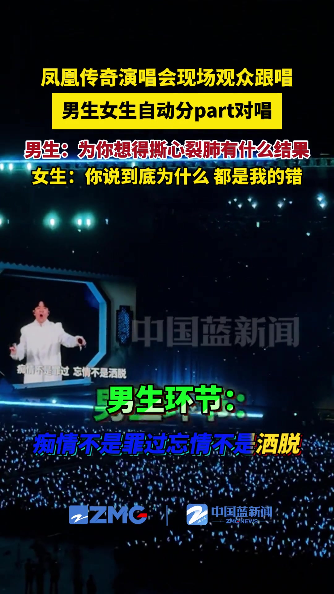 凤凰传奇演唱会现场观众跟唱，男生女生自动分part对唱！
