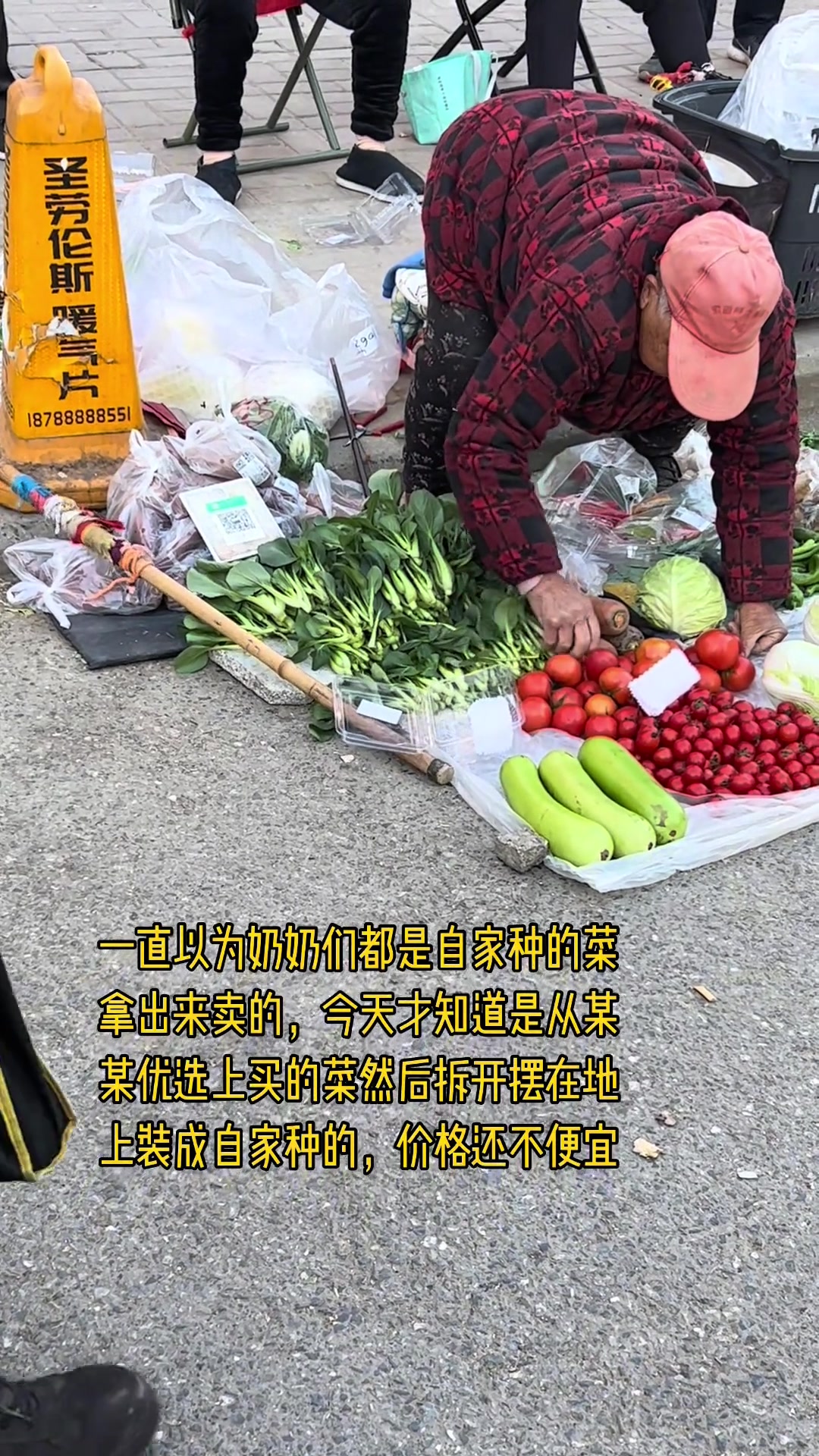 天塌了！老奶奶从网上买菜拿来卖
