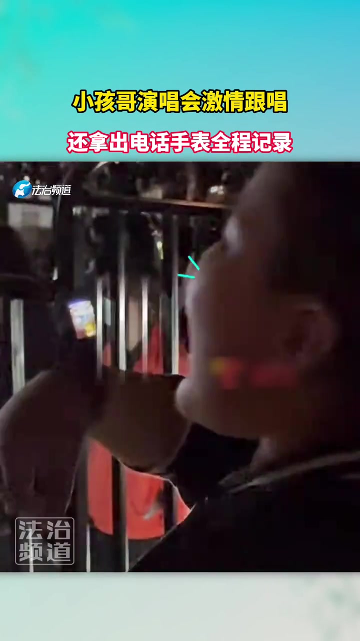 网友拍到小孩哥演唱会激情跟唱，还拿出电话手表全程记录