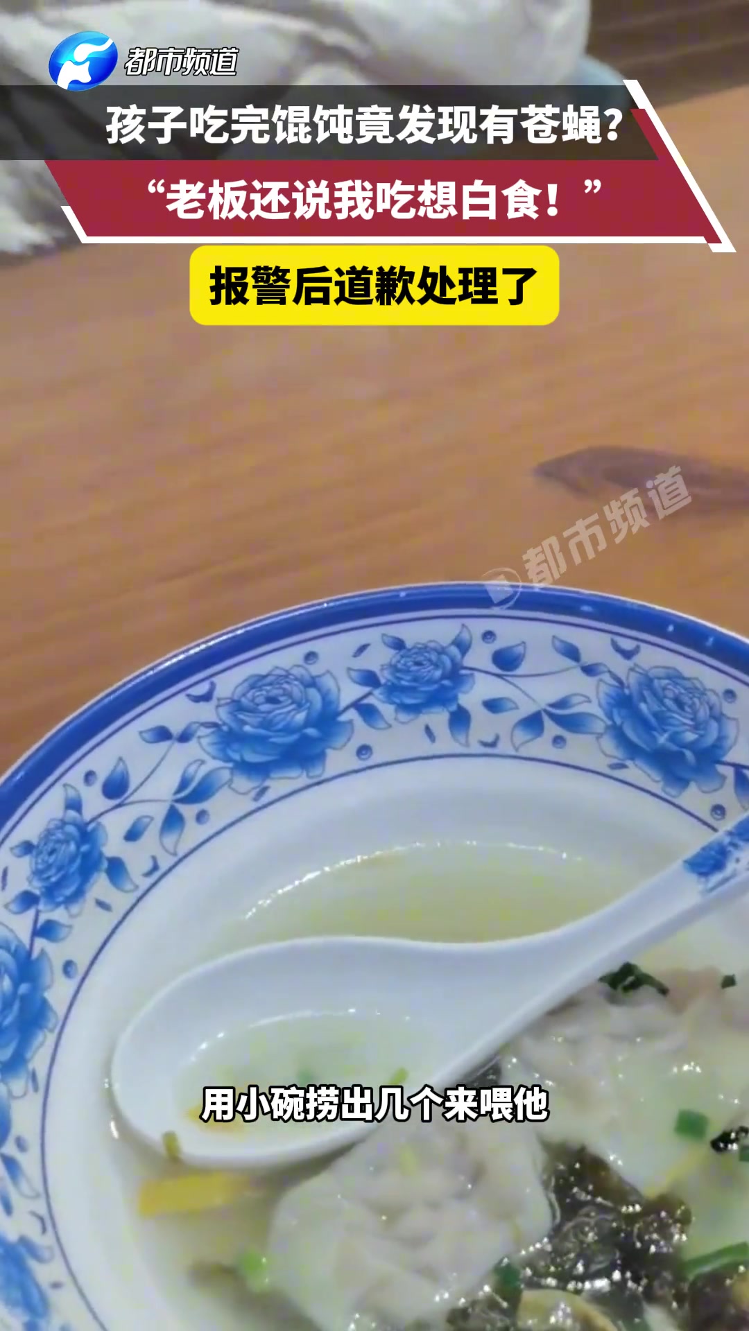 孩子吃完馄饨竟发现有苍蝇?“老板还说我吃想白食”
