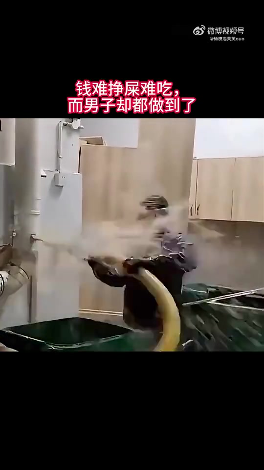 钱难挣屎难吃，而男子却都做到了