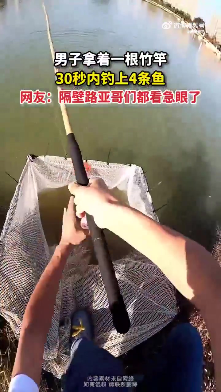 男子30秒内钓上4条鱼，网友：隔壁路亚哥们都看急眼了