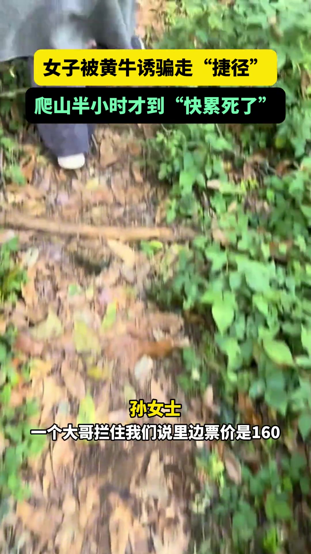女子被黄牛诱骗走“捷径”爬山半小时才到“快累死了”