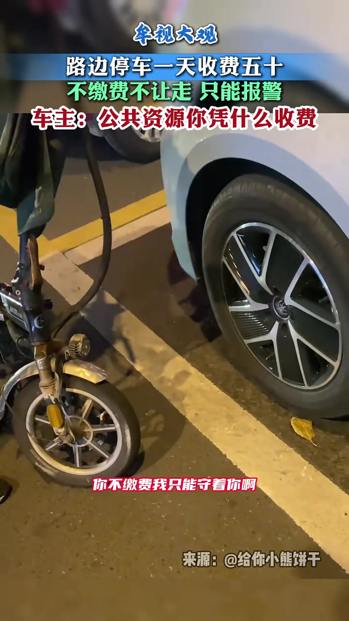 路边停车一天被收五十的停车费，车主：公共资源你凭什么收费