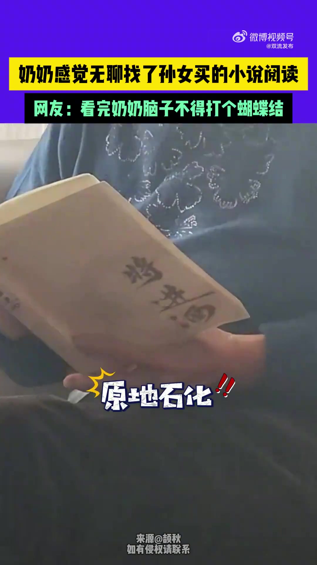 奶奶感觉无聊找了孙女买的小说阅读